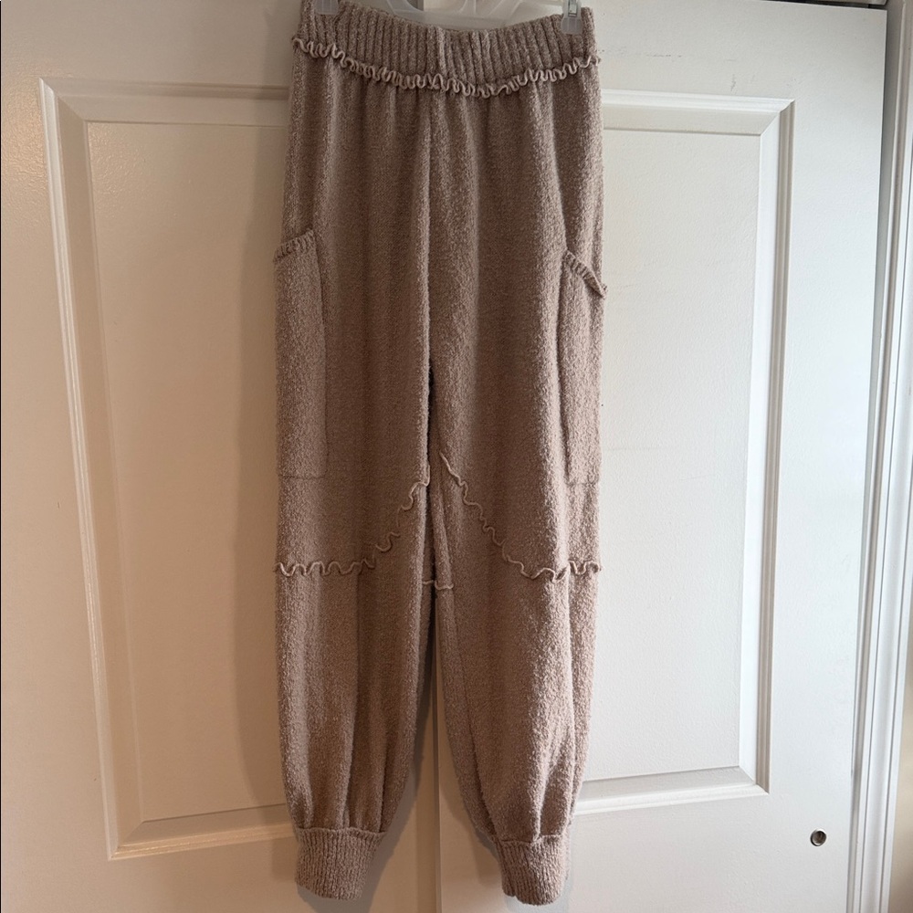 SHEIN Beige Cozy Knit Jogger Pants